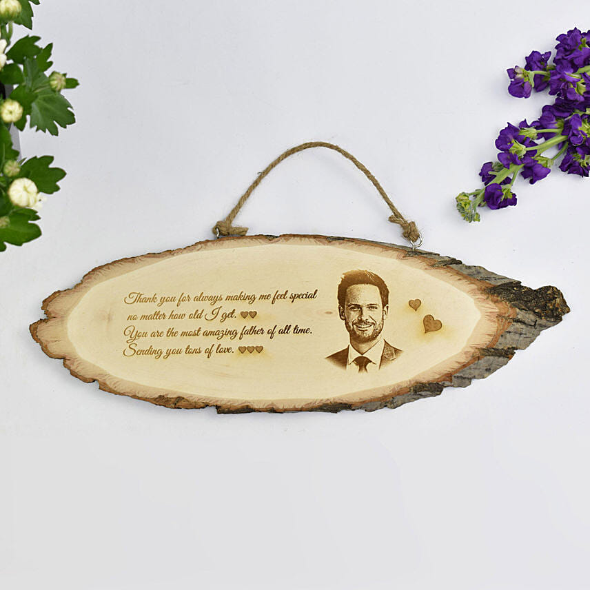 Order Personalised Engraved hanging Wooden Log for Father Online | Same ...