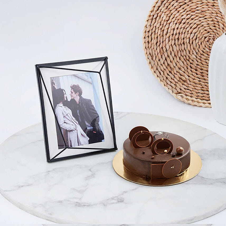 Photo Frame and Chocolate Fudge Cake Combo: Personalised Mothers Day Gifts