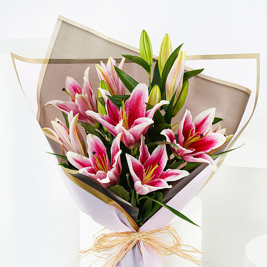 Order Pink Lilies Elegance Bouquet Online | Same-Day Delivery UAE - Fnp.ae