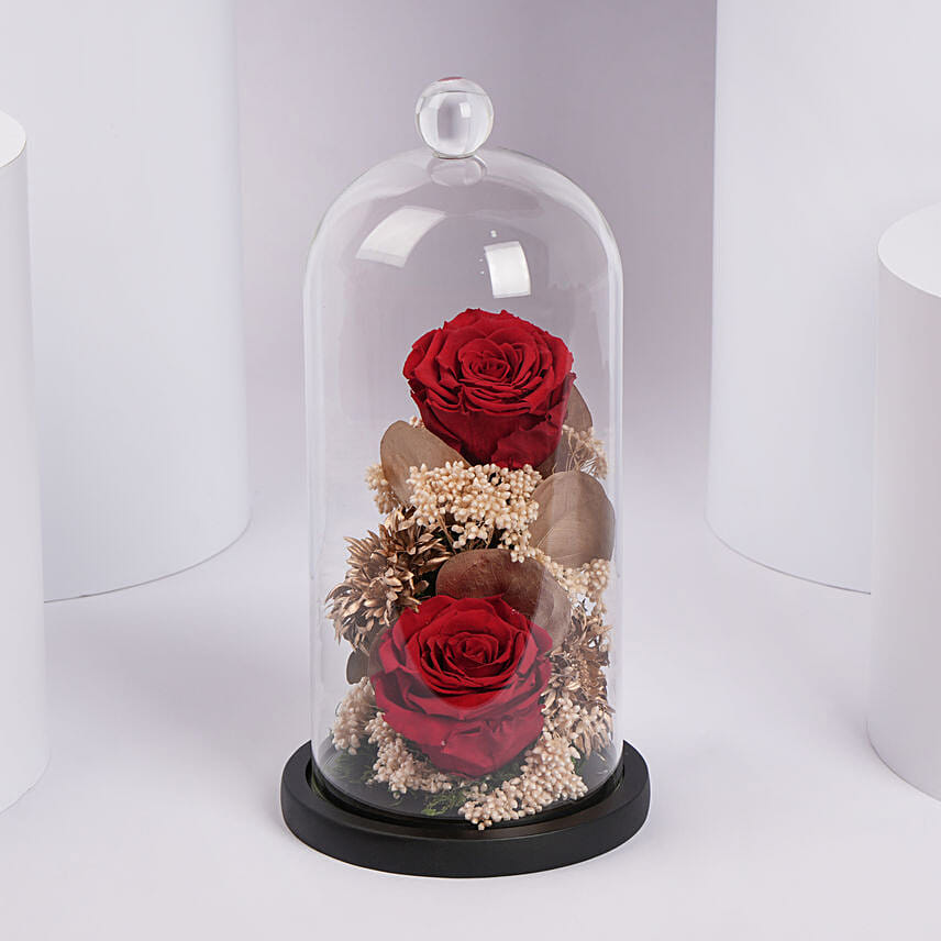 Red Eternal Rose In A Glass Dome: Forever Roses