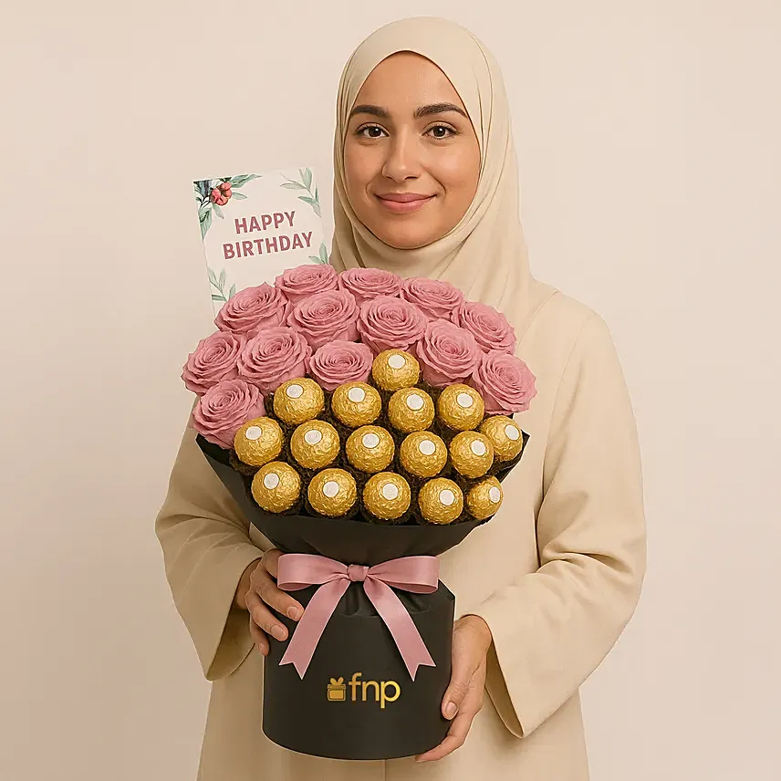 Roses And Rochers Birthday Bouquet: Flower Delivery Sharjah