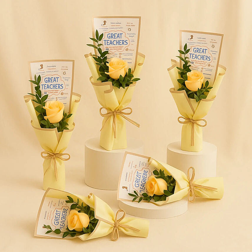 5 باقات ورد اصفر للمعلمين: باقات ورد جديدة