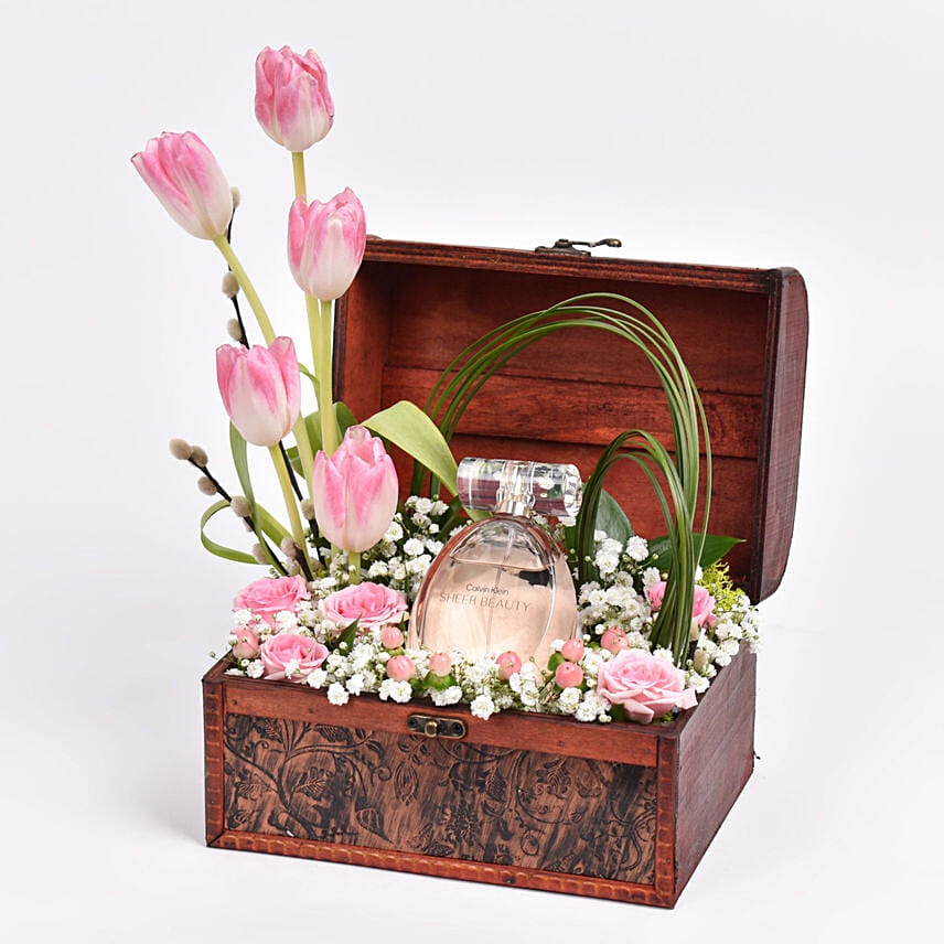 Tulip Treasure Chest With Perfume for Her: 