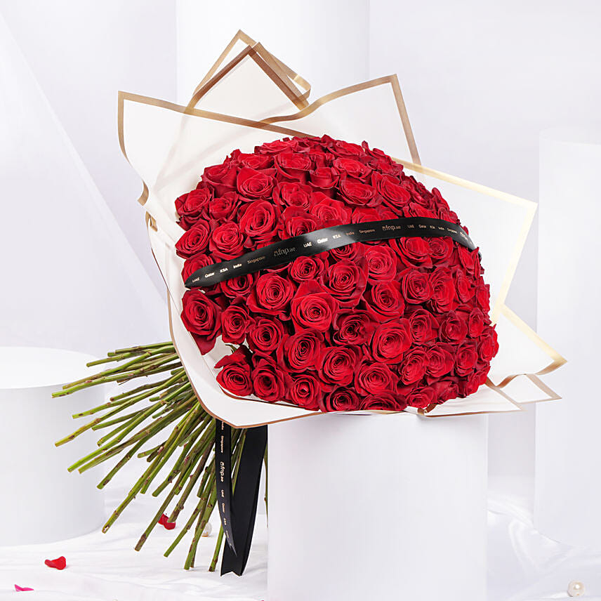 99 Red Roses Bouquet: Valentine Flower Bouquets