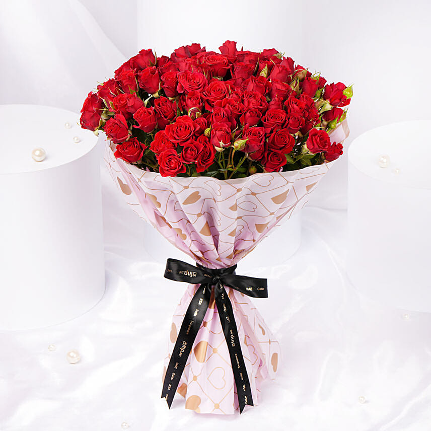 Love In Red Spray Roses Bouquet: Valentine Flower Bouquets