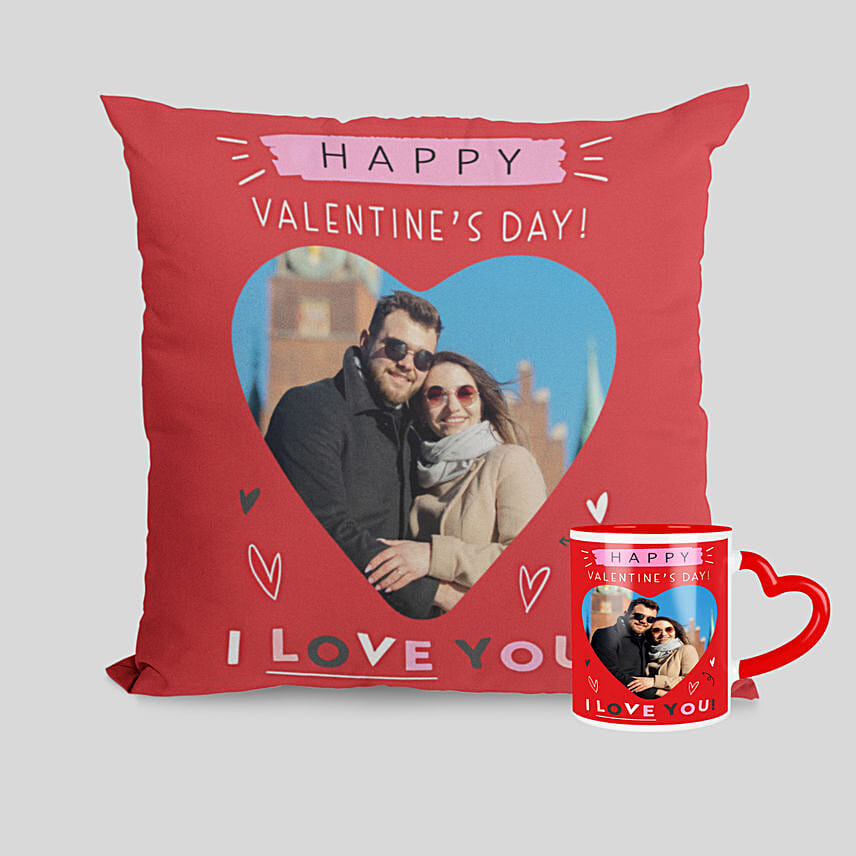 كومبو عيد الحب | وسادة و مج شكل قلب أحمر: 
