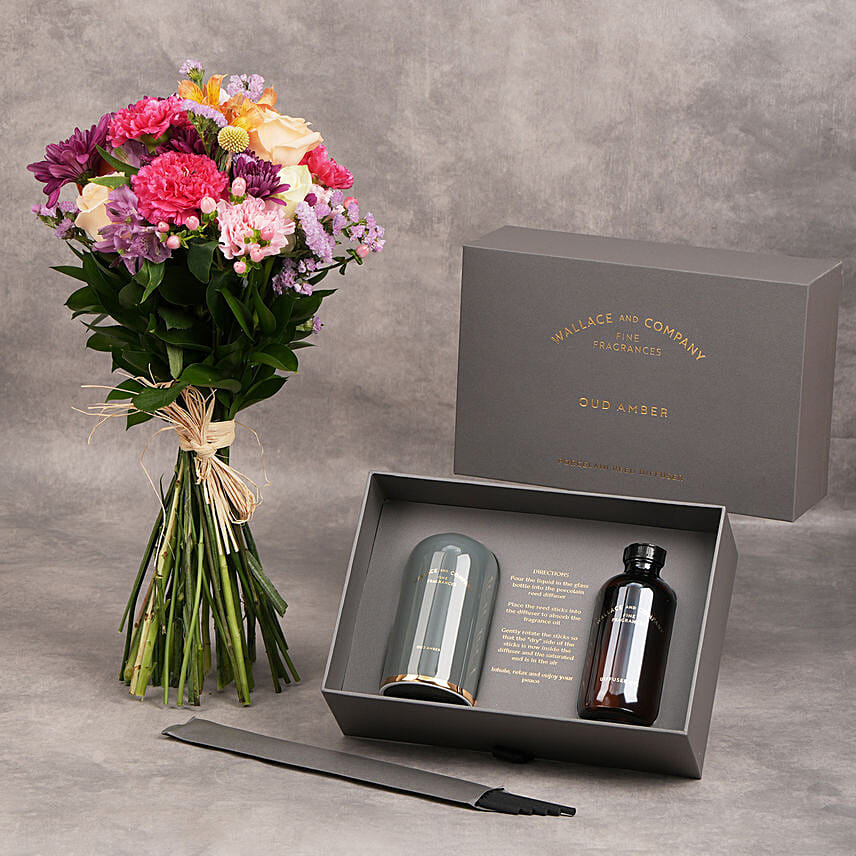بوكس والاس أند كو | معطر غرف عود عنبر وباقة ورد: هدايا عطور بالاس آند كومباني 