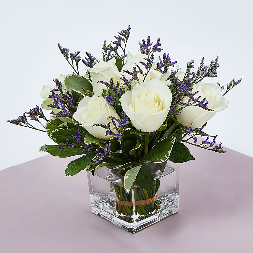White Roses in a Vase: White Rose Bouquets