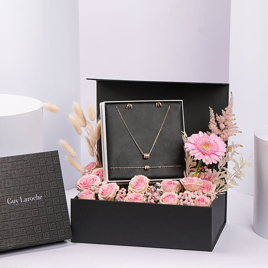 Guy Laroche Gold Plated Crystals Jewelry Gift Set: 