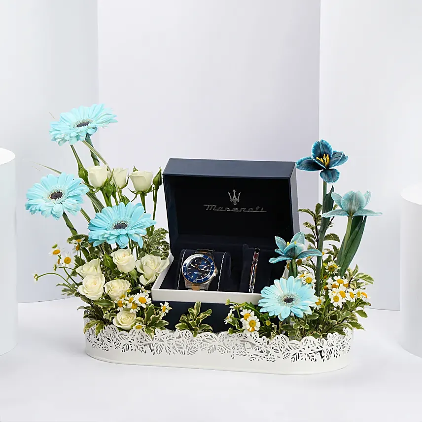 Maserati Blue Dial Analog Watch for Men: Men's Watches