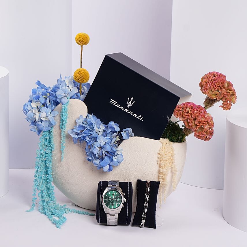 Maserati Watch Green Dial with Bracelet Gift set For Him: Men's Watches