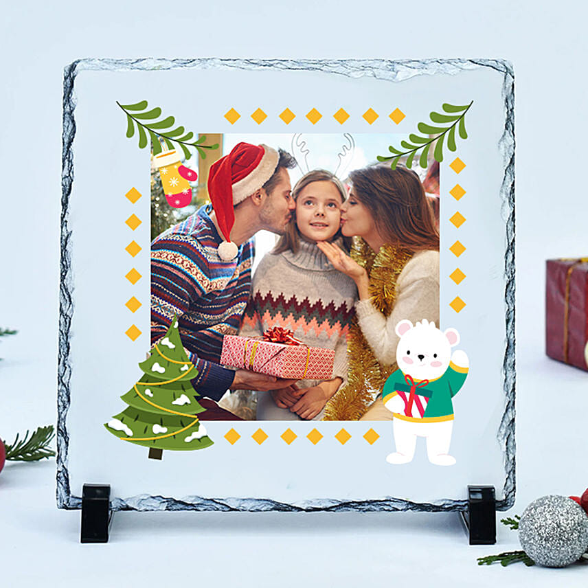 Christmas Greetings Stone Frame: 