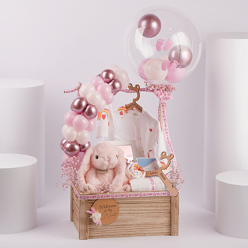Welcome Baby Girl Celebration Hamper: New Born Baby Gifts