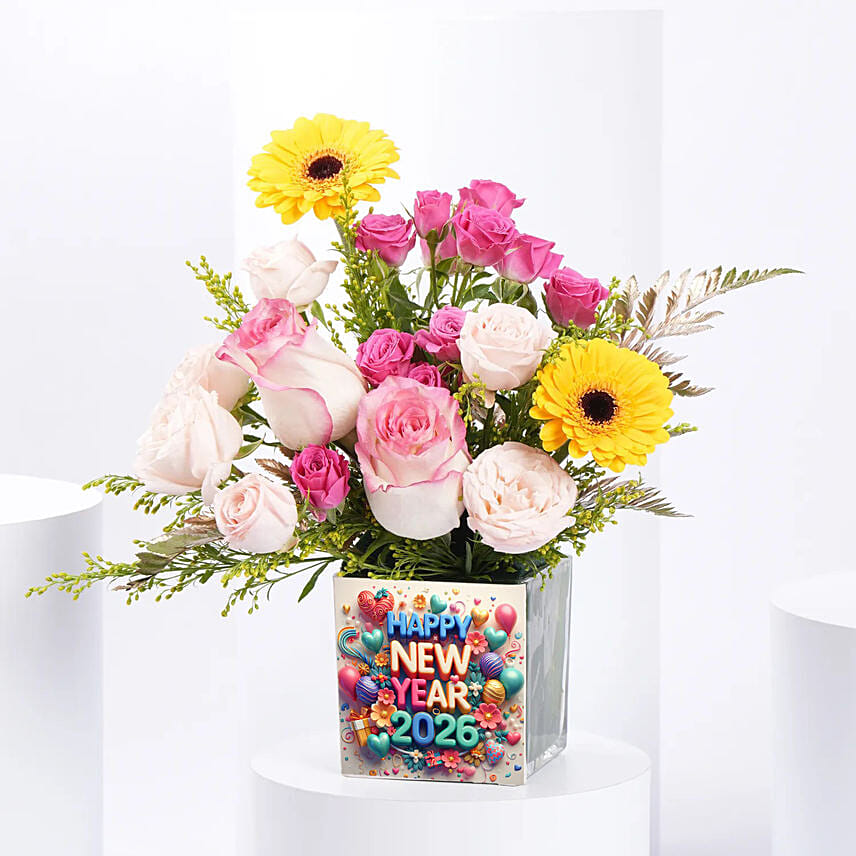 Colorful New Year Flowers Vase: New Year Gifts