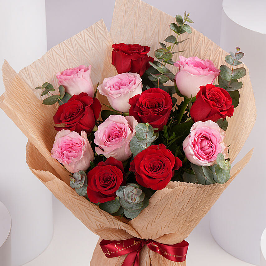 Order Valentine Special 12 Roses Bouquet Online | Same-Day Delivery UAE