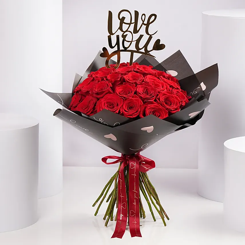 35 Red Roses Romantic Valentine Bouquet: Valentine's Day Gifts