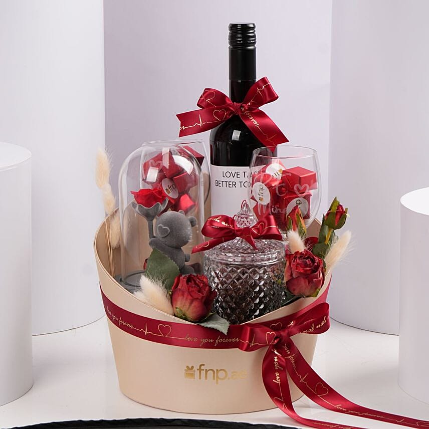 Forever In Love Wine Hamper: Valentines Day Gift Hampers