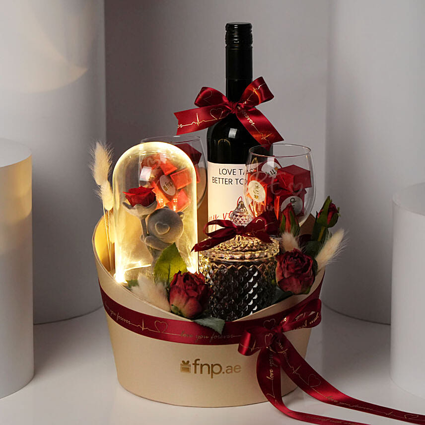 Forever In Love Wine Hamper: Valentine Day Gift Hampers to Umm Al Quwain