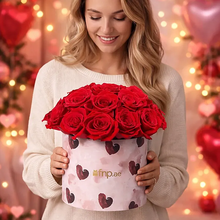 Valentines 15 Red Roses Box: 