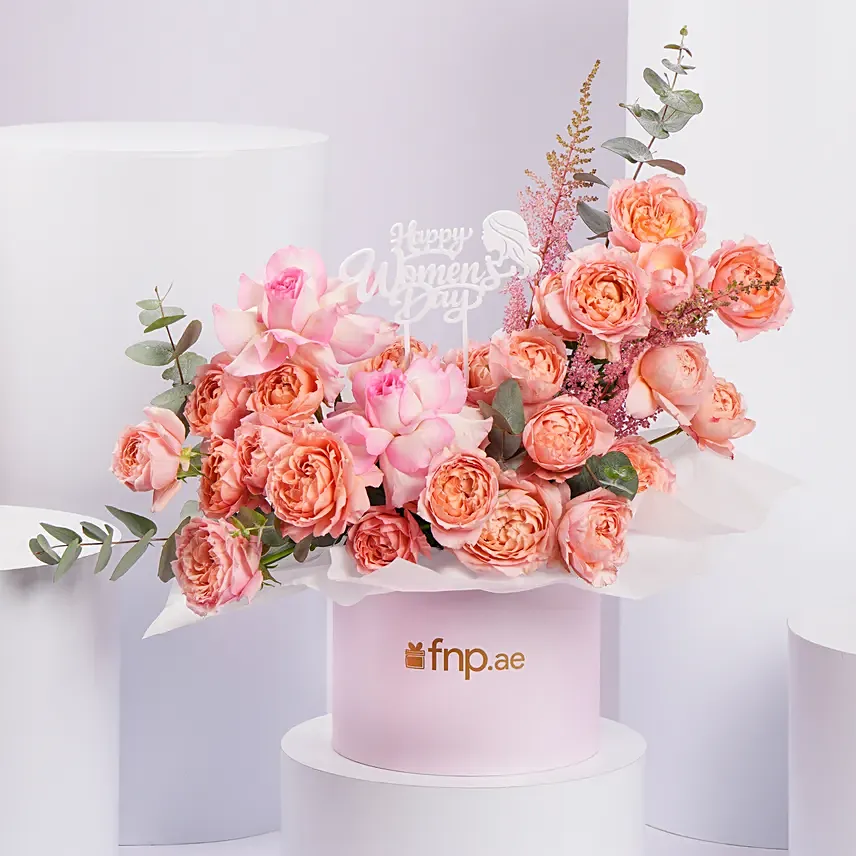 Premium Blush Roses Box For Womens Day: Women's Day Gifts