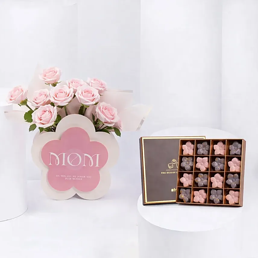 Mom Floral And Chocolate Gift Set: Mothers Day Combos