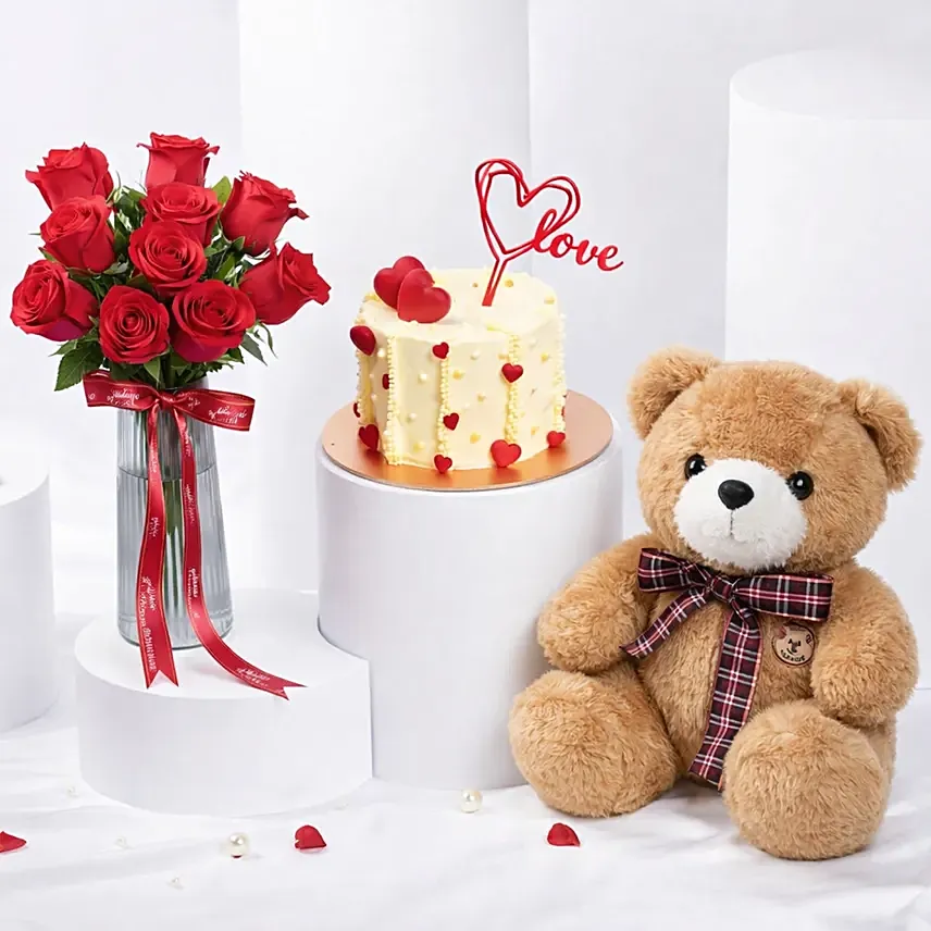 Perfect Combo For Loved One: Propose Day Flowers & Teddy Bears