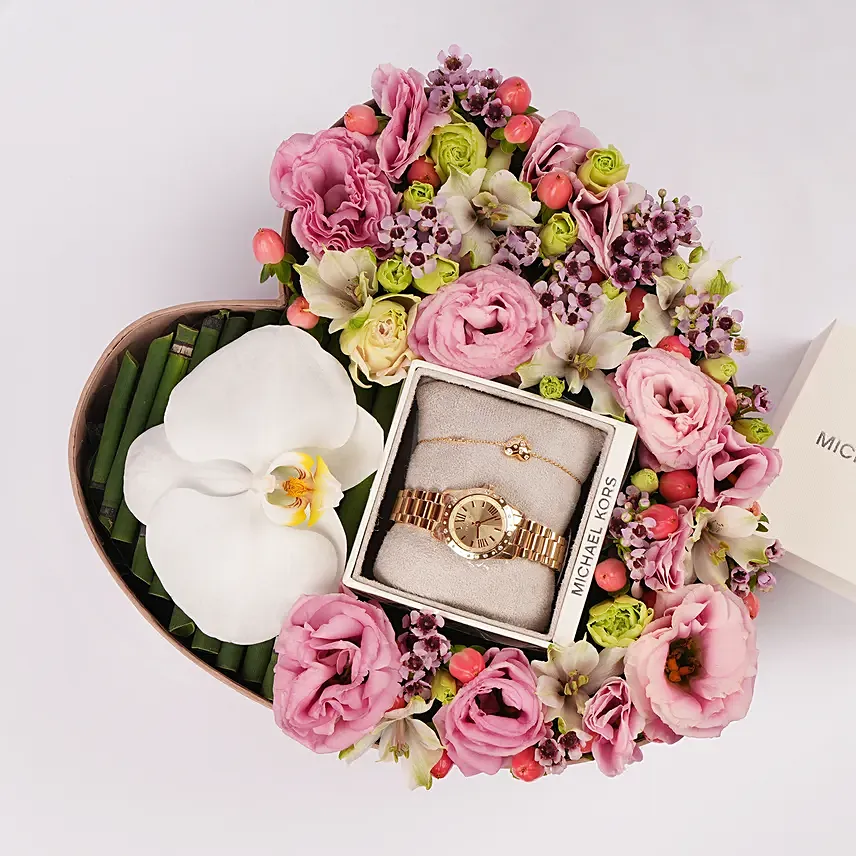 Michael Kors Watch And Jewel Heart Gift Box for Her: Michael Kors Watches