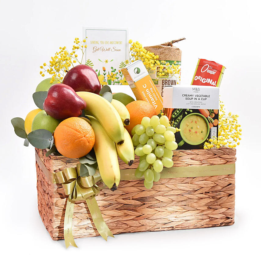 Get Well Soon Wish Basket: Fruits Arrangement