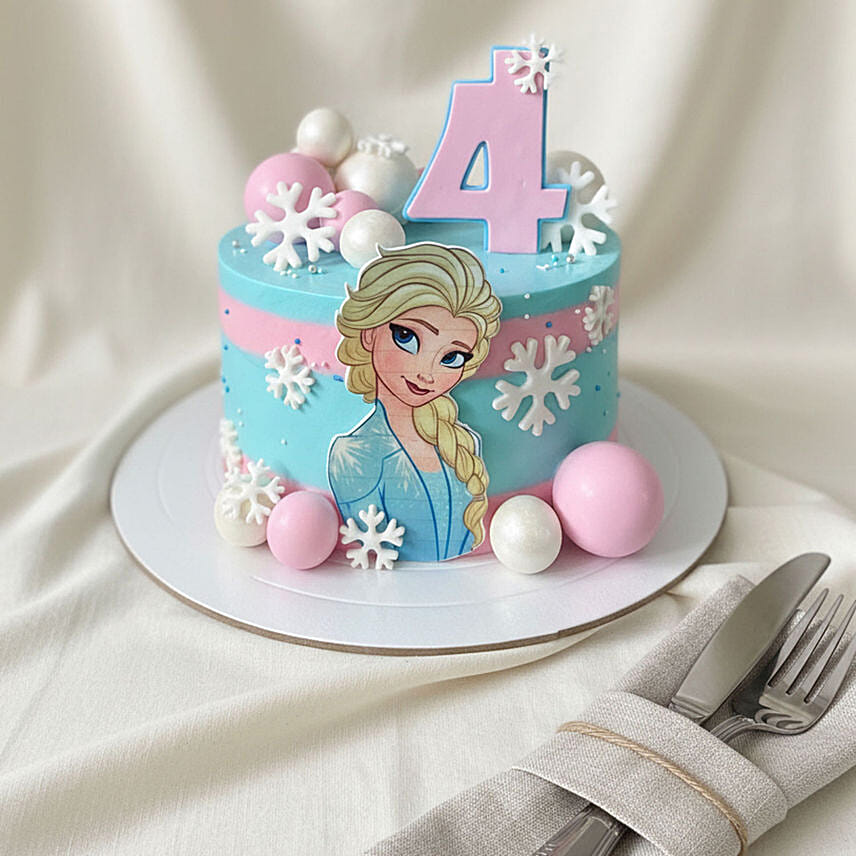 Frozen Princess Theme Chocolate Fudge Cake 2 KG: كيك كرتون فروزن 