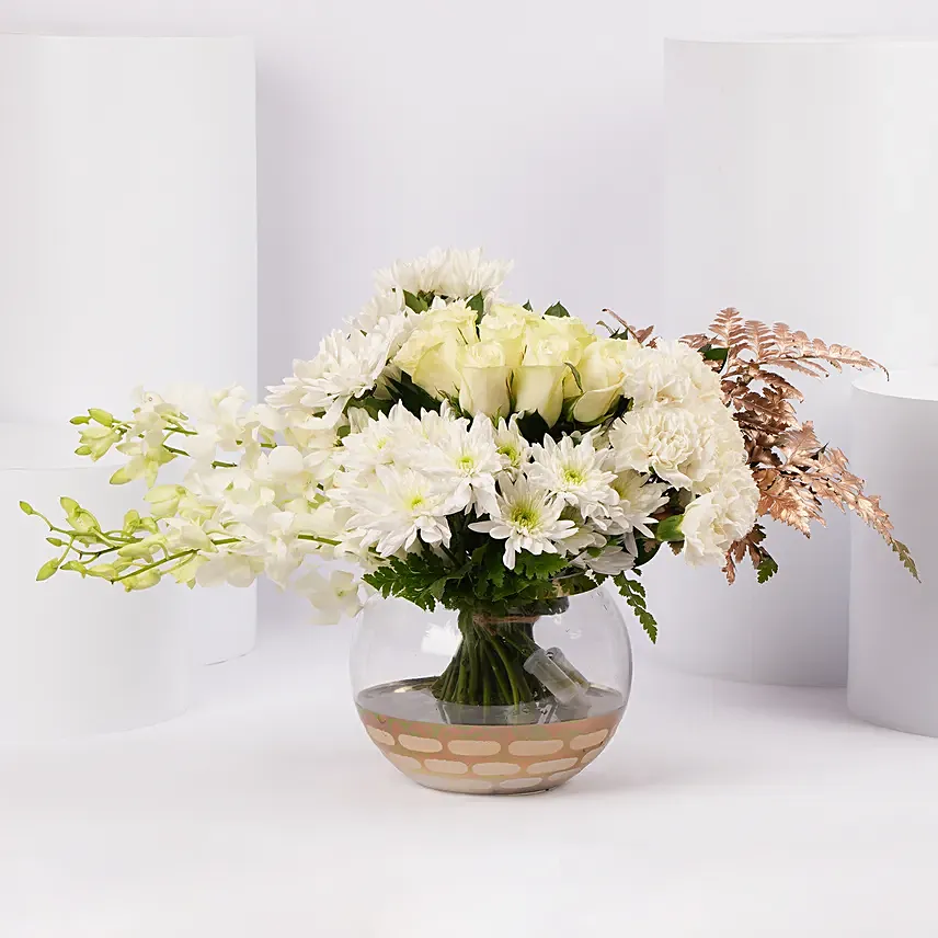 Timeless White Blossom Arrangement: New Arrival Flowers