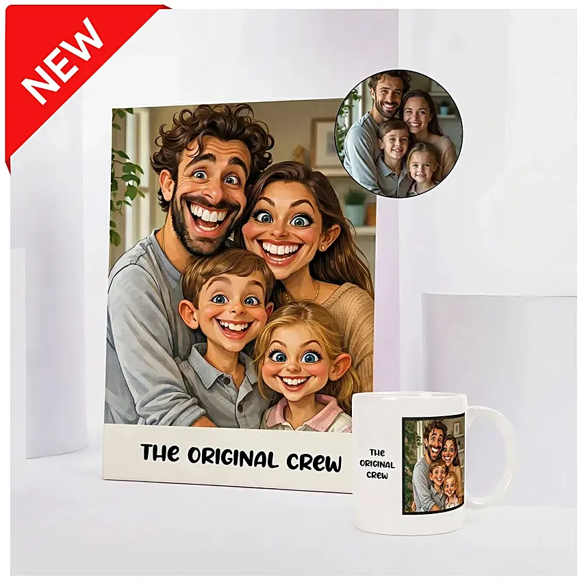 The Original Crew Caricature and Mug Set: Personalised Gifts