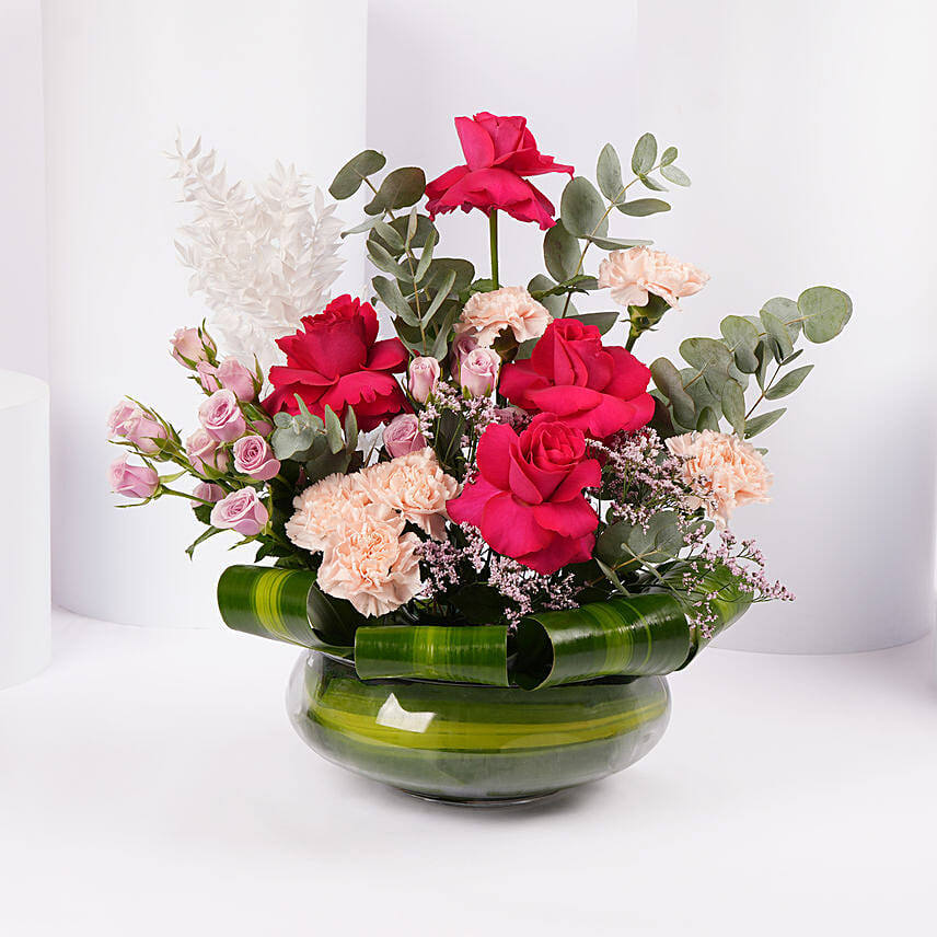 Elegant Mixed Roses Bowl: 