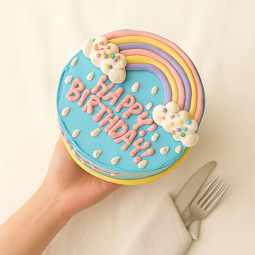 Rainbow Theme Red Velvet Cake 1 KG: Birthday Cakes