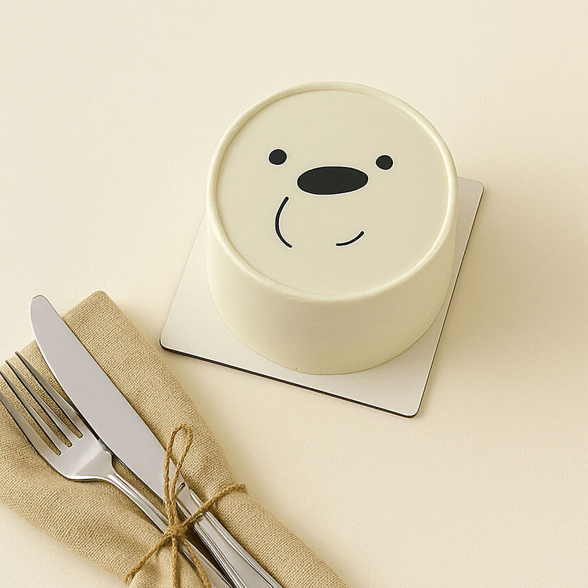Cute White Bear Celebration Fudge Cake Half KG: 