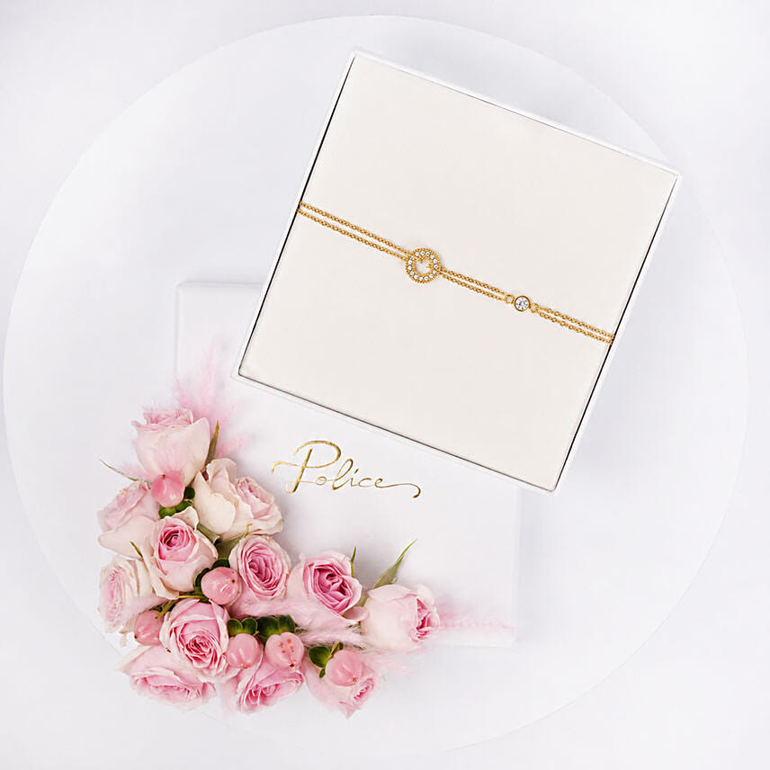 Police Gold Plated Double Layer Bracelet for Her: 