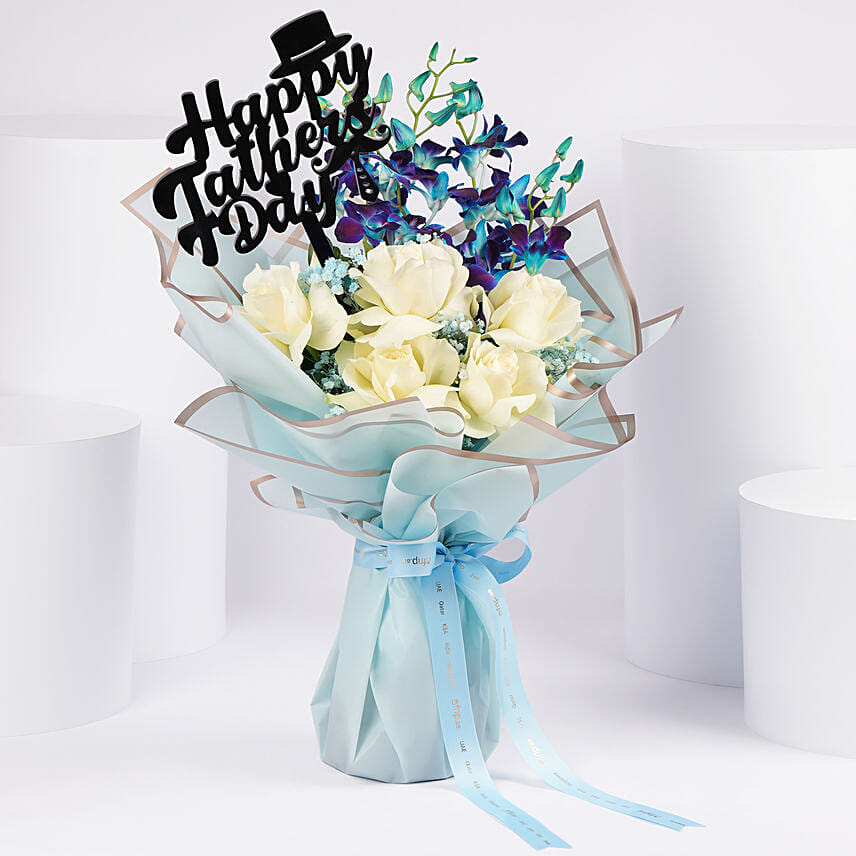 Dads Blue Elegance Bouquet: Father's Day Gifts