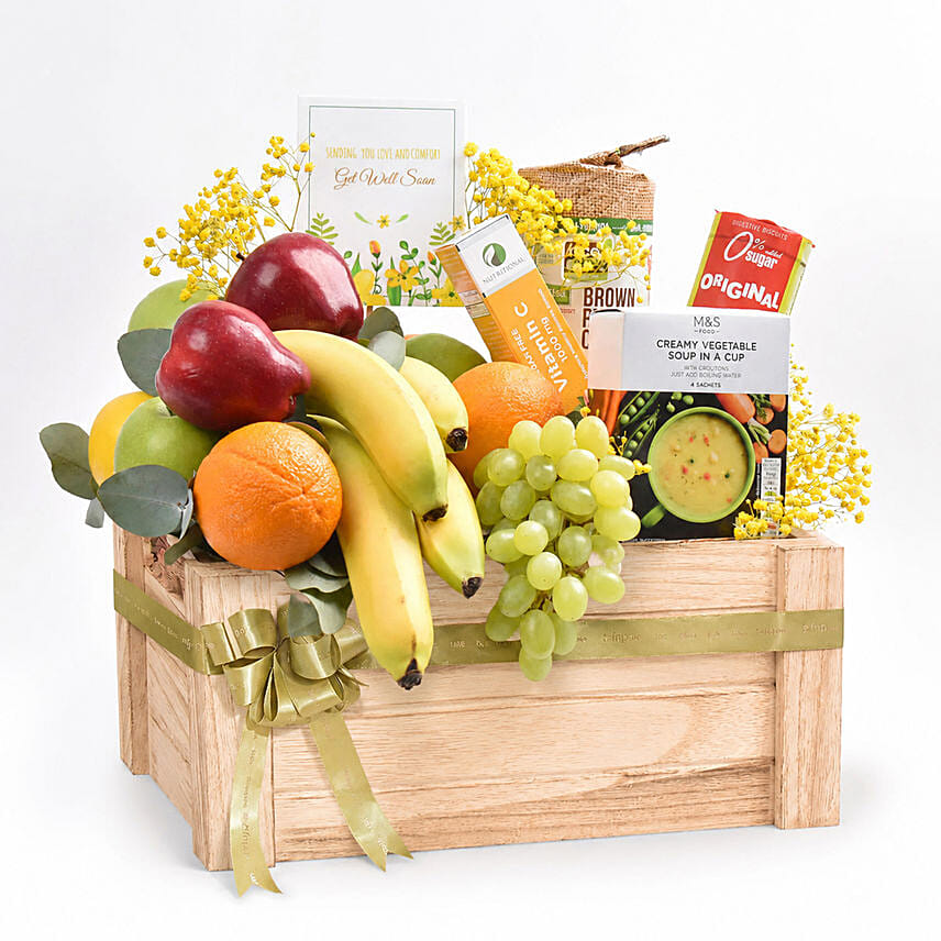 Get Well Soon Wish Basket: Fruits Arrangement