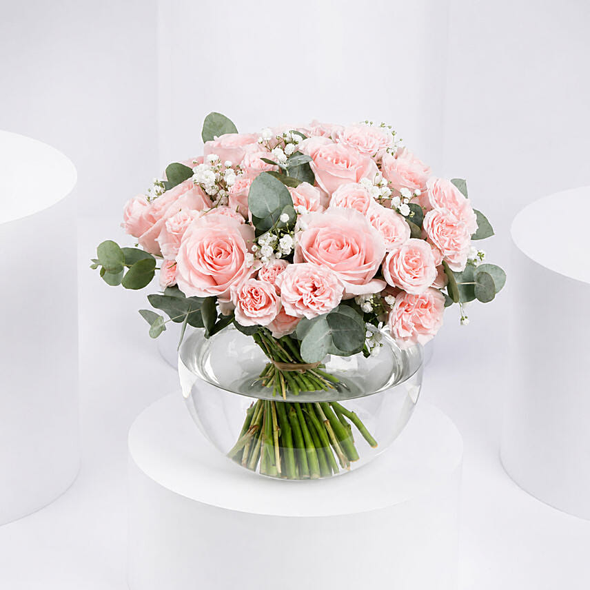 Peach Roses Table Centerpiece Flowers: Rose Bouquets