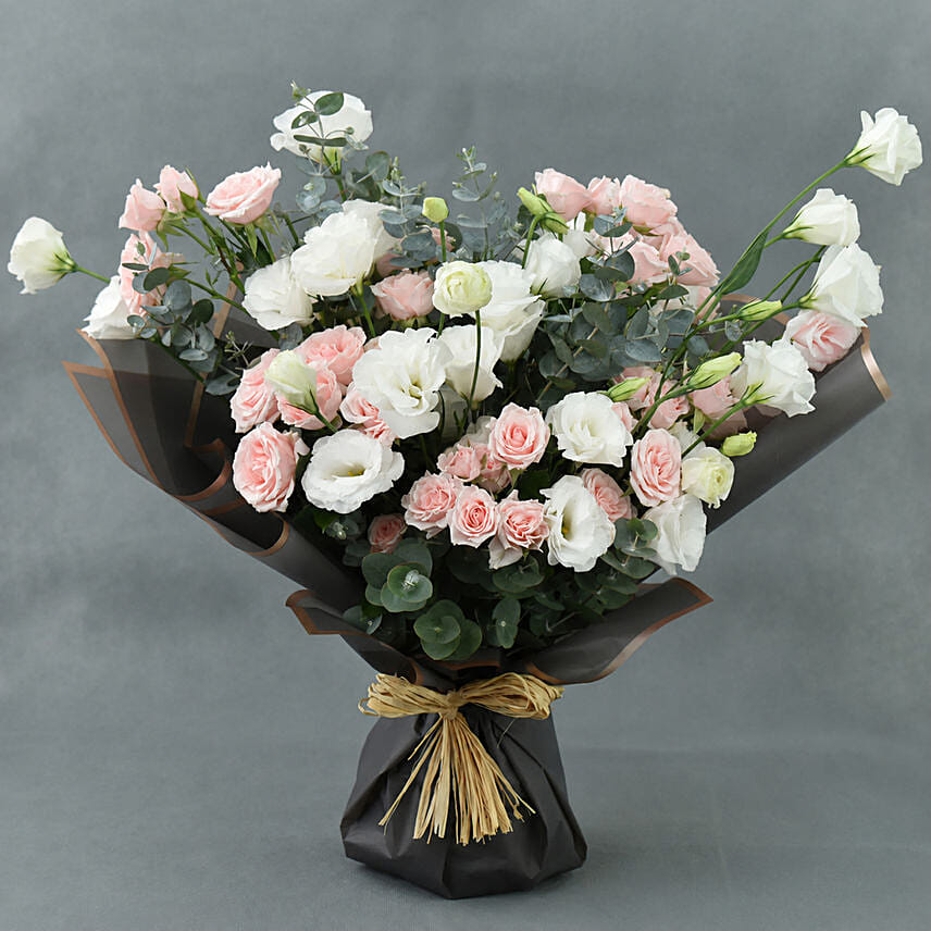 Spray Rose and Lisianthus Bouquet: White Rose Bouquets