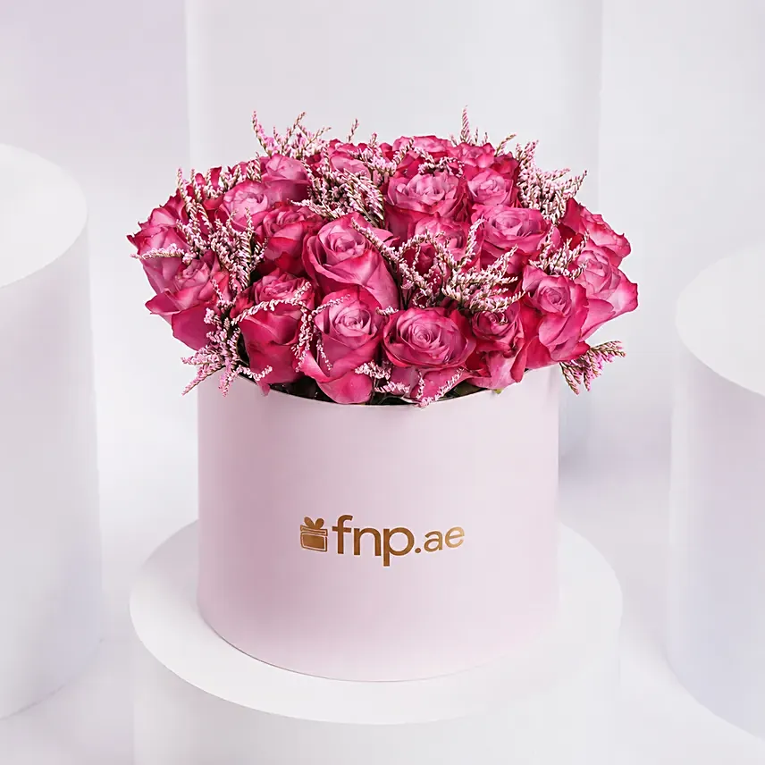 Luxury Purple Roses In A Box: Flower Boxes