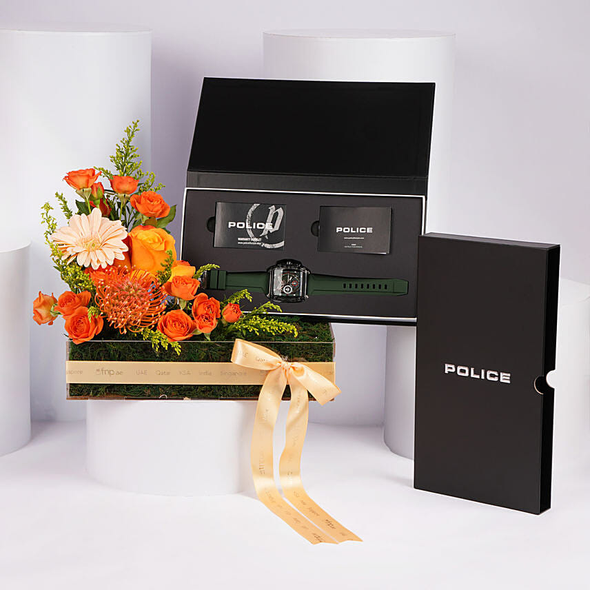 Police Gift Tray Chronograph Watch for Him: 