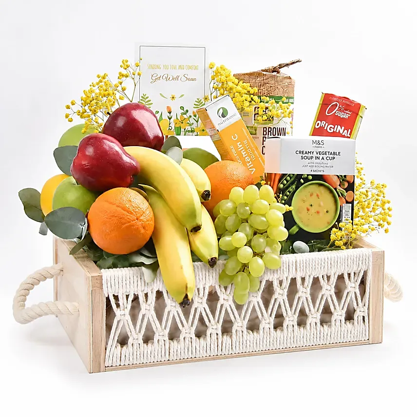 Get Well Soon Wish Basket: Fruits Arrangement