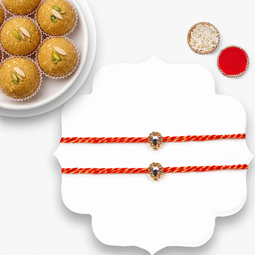 Sacred Mauli Rakhi Set Of 2 With Besan Laddoo 250Gm: Mauli Rakhi