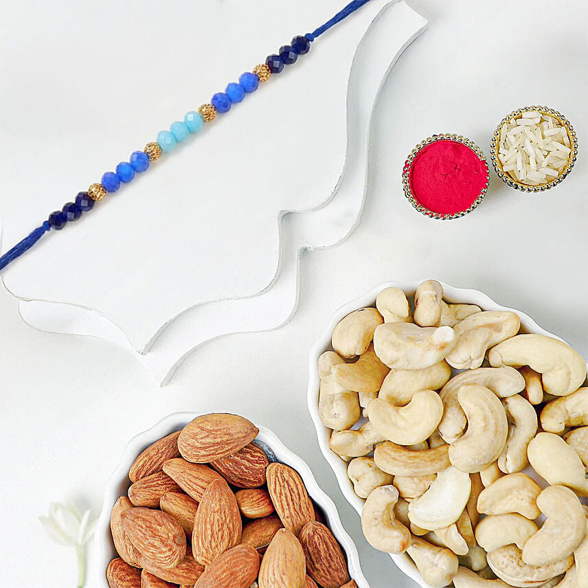 Sneh Ethnic Beads Rakhi With Cashews And Almonds: Ethnic Rakhi