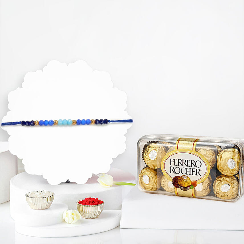 Sneh Ethnic Beads Rakhi With Ferrero Rocher 16 Pcs: Rakhi in Abu Dhabi