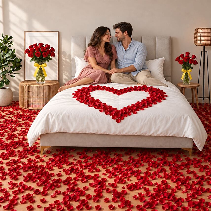 Velvety Surprise With Roses and Petals: Flower Decorations