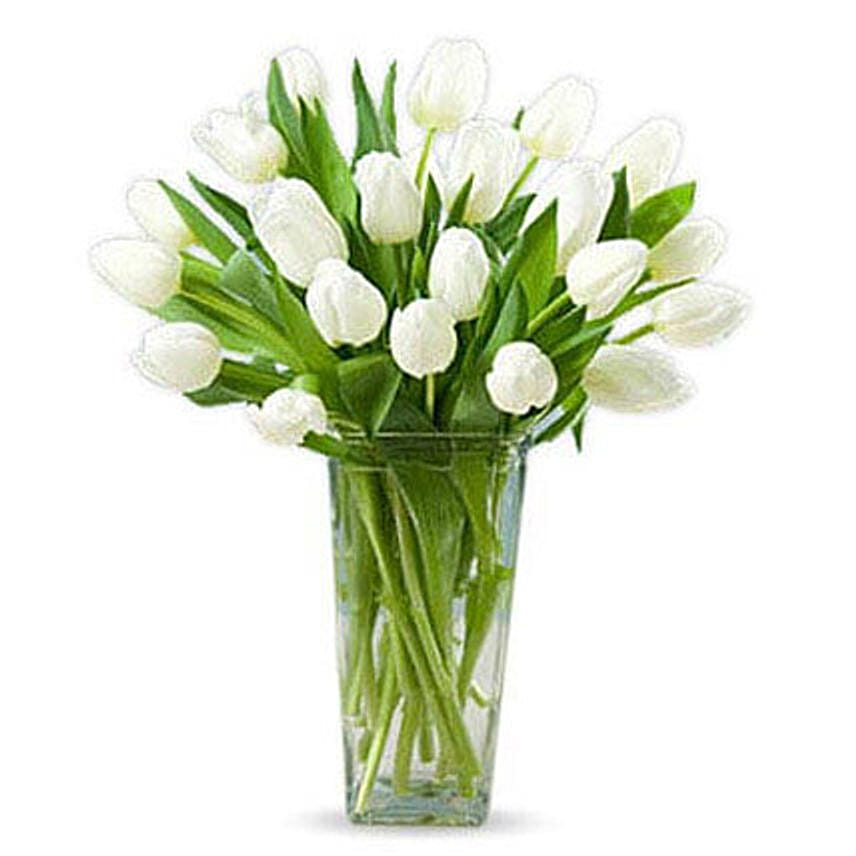 20 White Tulips LB: Fathers Day Gifts to Lebanon