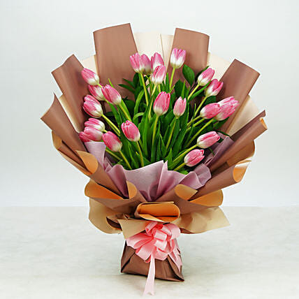 Lovely Pink N Light Pink Tulips Bouquet: 