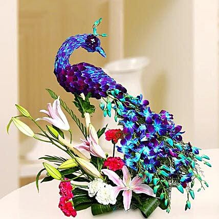 Floral Peacock Charm: Orchid Flower Bouquets