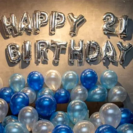 21st Birthday Blue Balloon Decor: Balloon Decoration